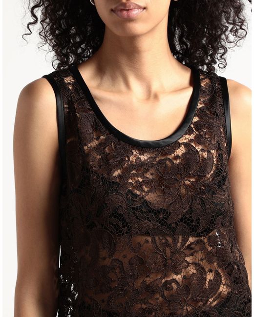 Dolce & Gabbana Black Sleeveless Color-Block Lace Satin Top