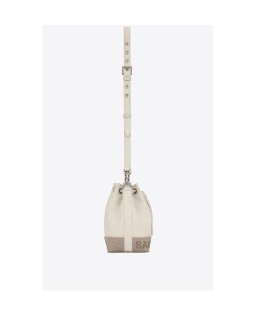 Saint Laurent White Rive Gauche Mini Bucket Bag