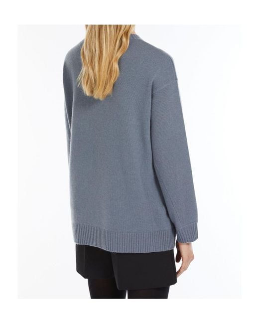 Max Mara Blue Fido Crewneck Long-Sleeved Jumper