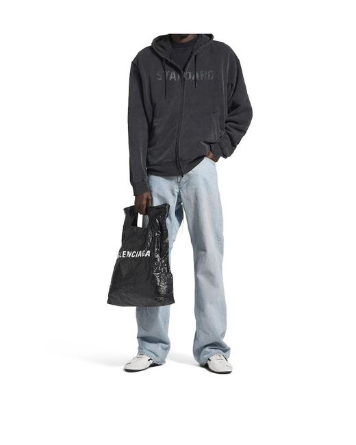 Balenciaga Blue Zip-Up Hooded Jacket for men