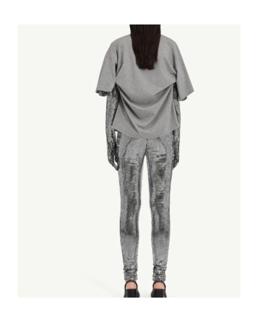 MM6 by Maison Margiela Gray Roundneck Label T-Shirt