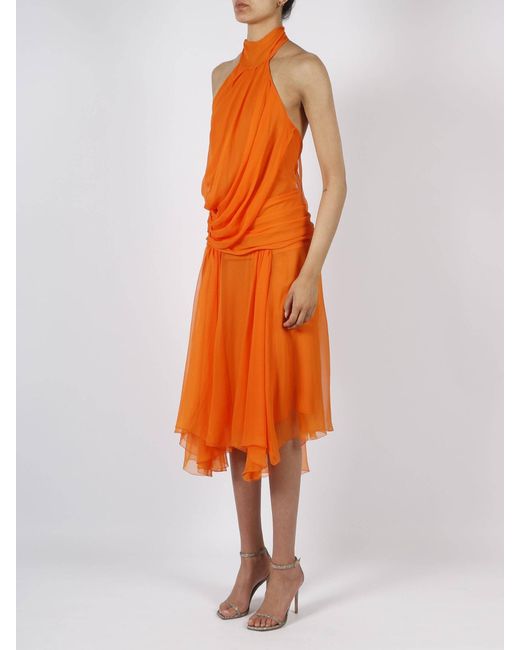 Alberta Ferretti Orange Logo Dress