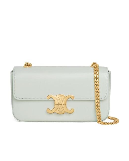 Céline White Chain Shoulder Bag Triomphe