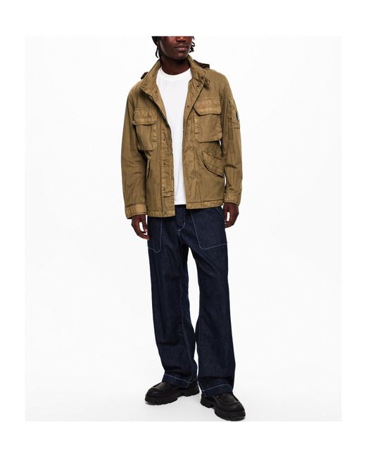 C P Company Green Stand-Collar Multi-Pocket Utility Jacket for men