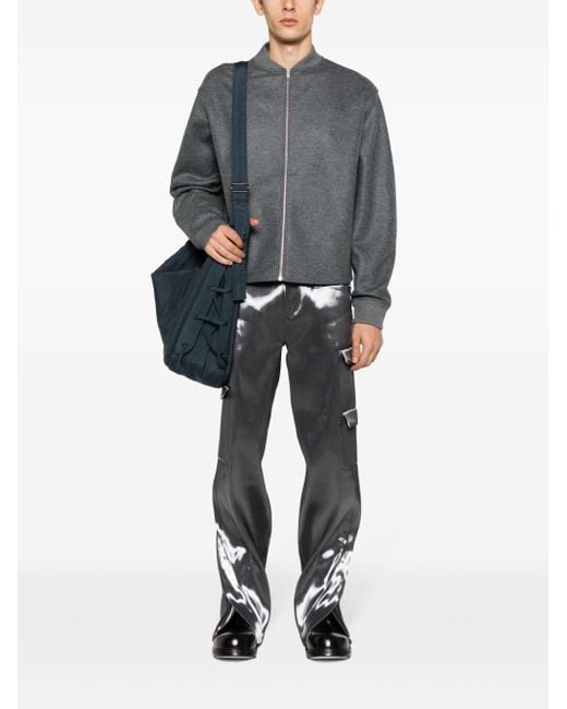 Jil Sander Gray Zip-Up Long-Sleeved Bomber Jacket for men