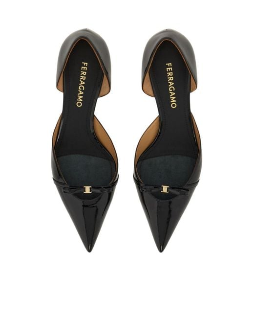 Ferragamo Black Mini Bow Mid Heel Pump
