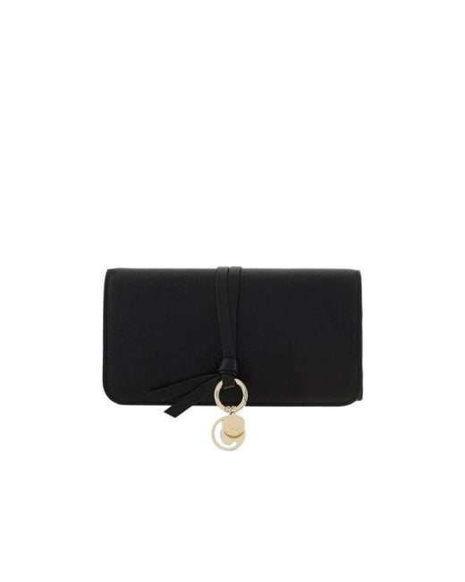 Chloé Black Chloé Logo Charm Laced Wallet