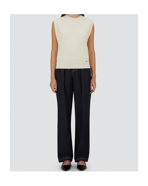Herno White Ribbed-Hem Tank Top