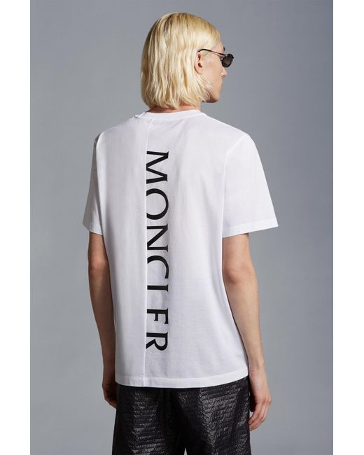 Moncler White Logo Detailed Crewneck T-Shirt for men