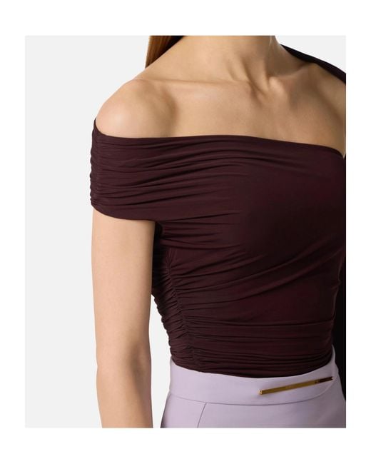 Elisabetta Franchi Purple Asymmetrical Neckline Top