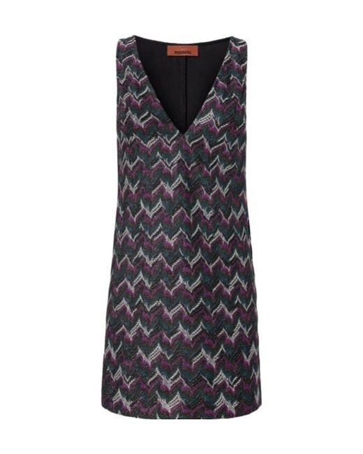 Missoni Black Zigzag-Pattern Sleeveless Mini Dress