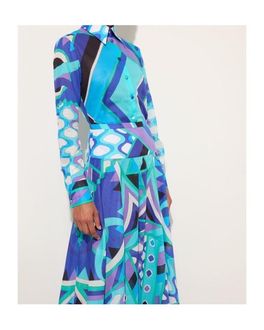 Emilio Pucci Blue Pucci Geometric Print Shirt