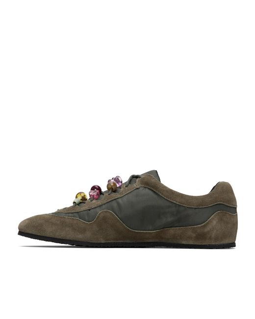 CECILIE BAHNSEN Brown Embellished Low-Top Sneakers