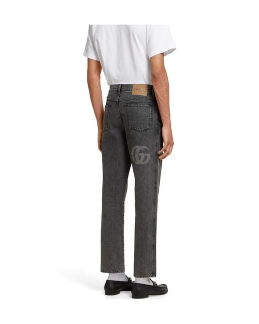 Gucci Gray Logo Detailed Slim Fit Denim Jeans for men