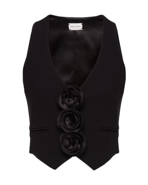 Magda Butrym Black Rose Pattern Twill Vest