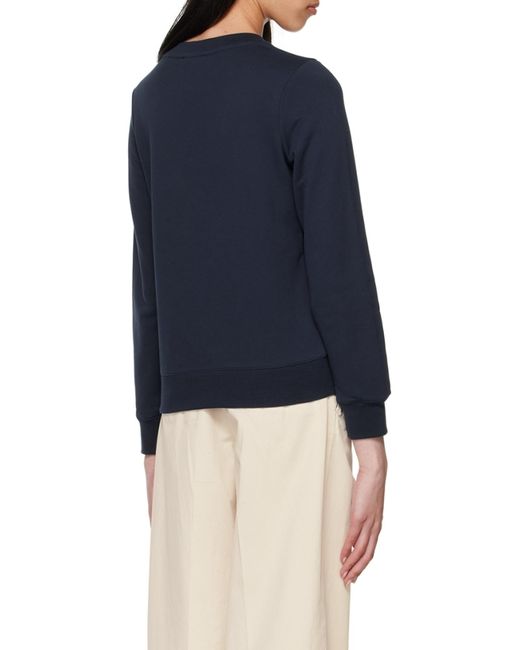 A.P.C. Blue Logo-Print Crew Neck Jumper