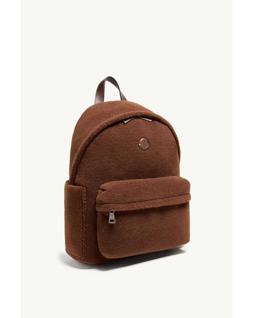 Moncler Brown Logo Patch Zipped Backpack for men