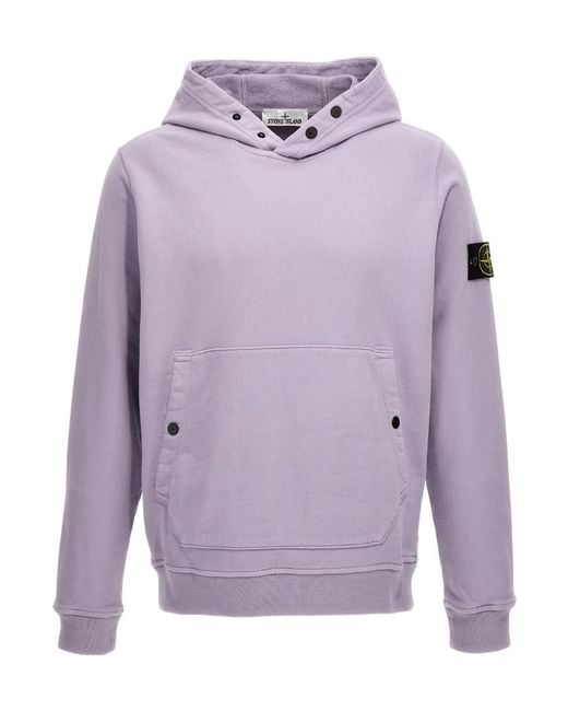 Stone Island Purple Long-Sleeved Hooded Sweater for men