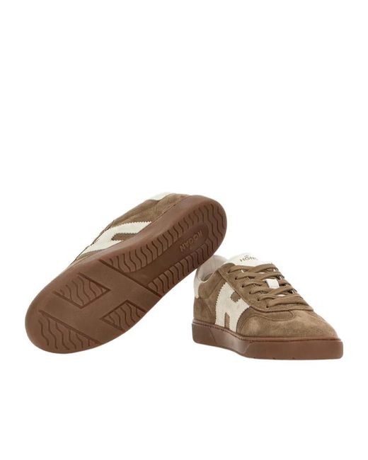 Hogan Brown H647 Logo-Patch Low-Top Sneakers for men