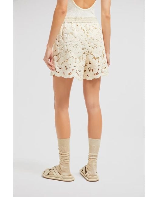 Moncler Natural Floral Macramé Shorts
