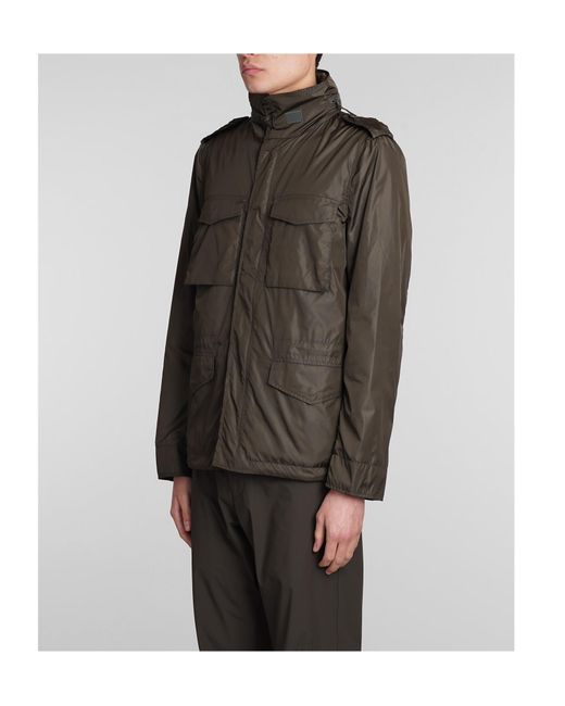 Aspesi Brown Minifield Logo Patch Hooded Jacket for men