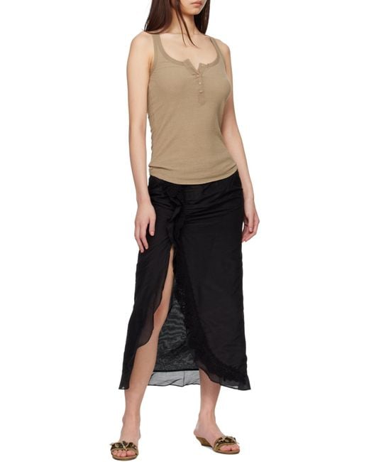 Isabel Marant Black Velina Crochet Slit Midi Skirt