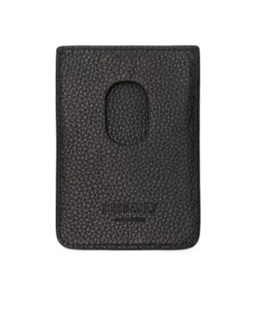 Burberry Black City Check Magnetic Card Case for men