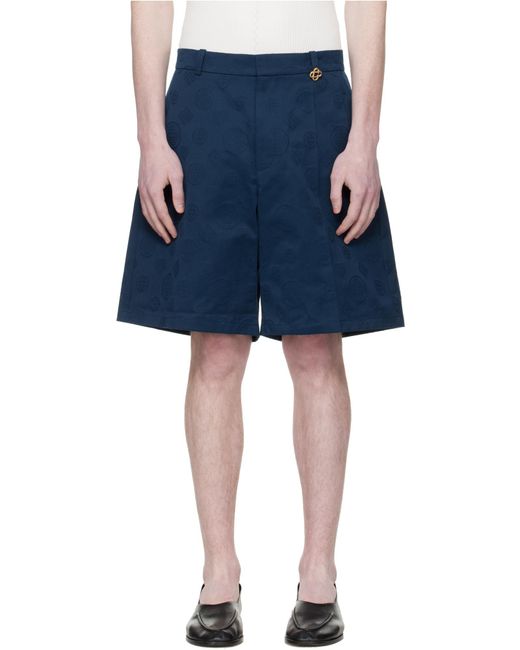 Casablanca Blue Letter-Patterned Shorts for men