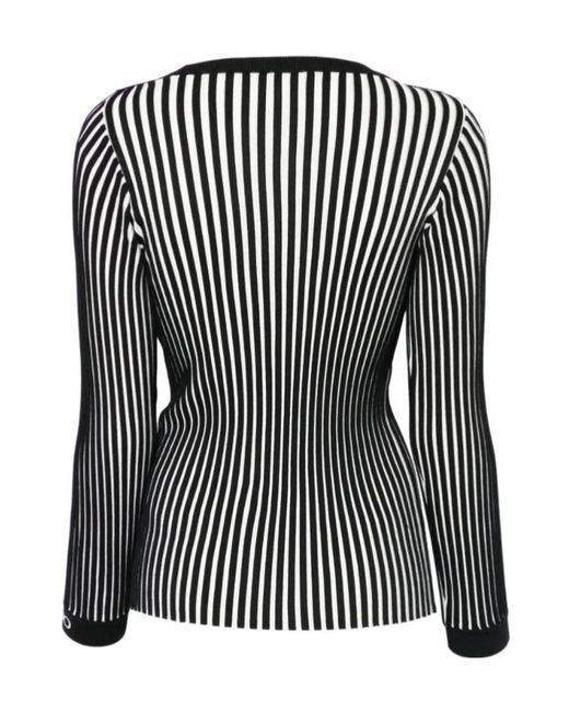 Liu Jo Black Striped Button Top