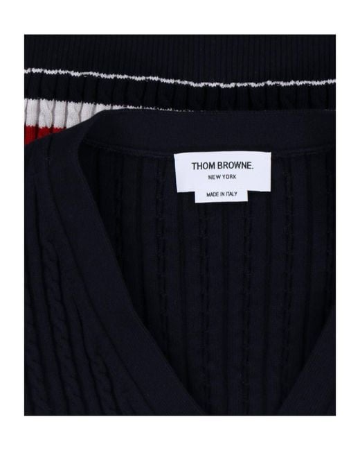 Thom Browne Blue Striped Ribbed Cardigan for men