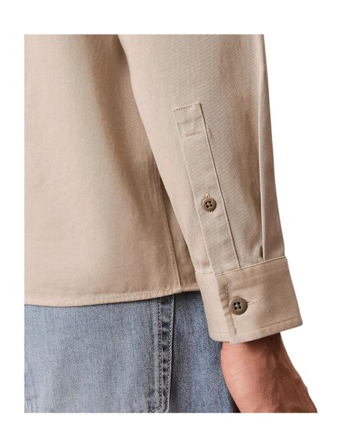 Calvin Klein Blue Cotton Twill Utility Overshirt for men