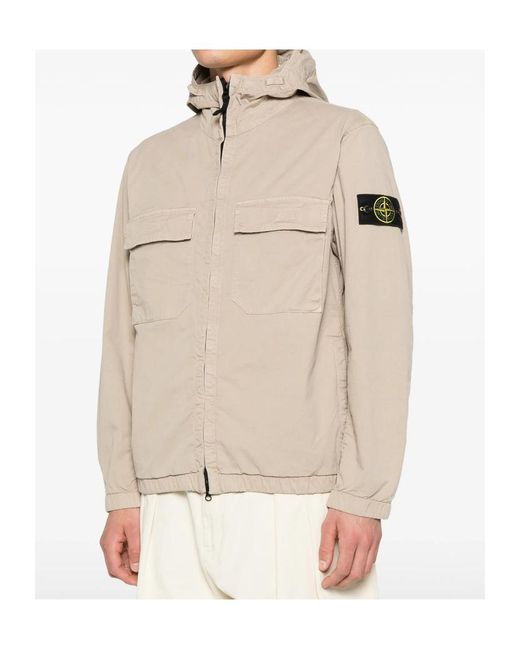 Stone Island Natural Logo Patch Hooded Jacket for men