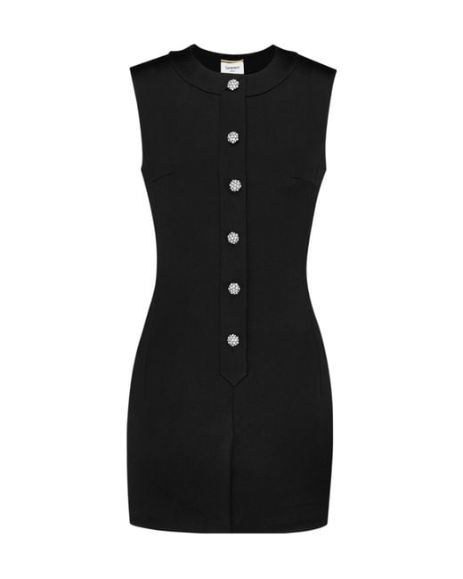 Saint Laurent Black Button Mini Dress