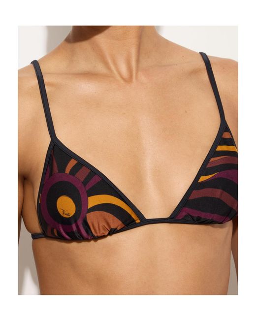 Emilio Pucci Brown Marmo Print Bikini Top