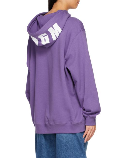 MSGM Purple Drawstring Cotton Hoodie