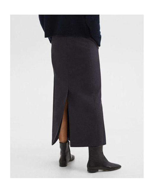 Theory Blue Stretch Flannel Maxi Skirt