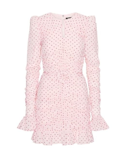 ROTATE BIRGER CHRISTENSEN Pink Ruched Floral Mini Dress