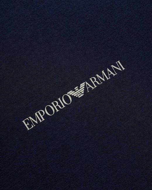 Emporio Armani Blue V-Neck Long-Sleeved T-Shirt for men