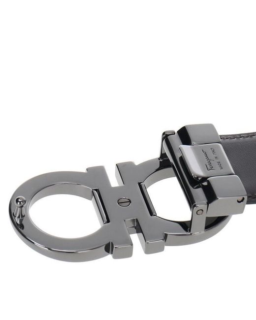 Ferragamo White Ferragamo Gancini Reversible Belt for men