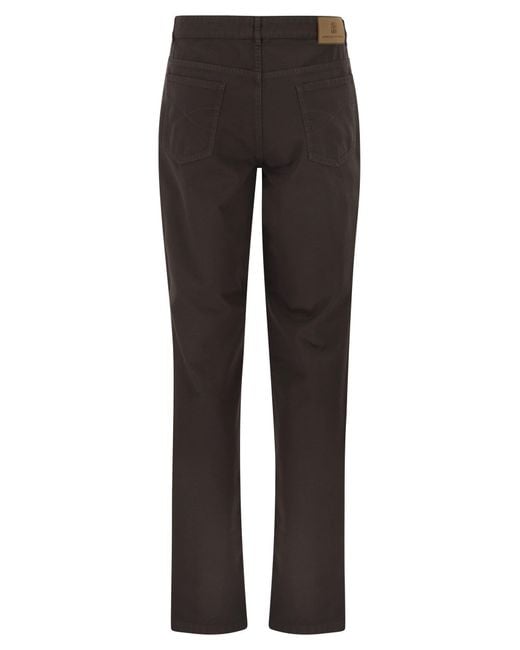 Brunello Cucinelli Gray Garment-Dyed Five-Pocket Trousers for men