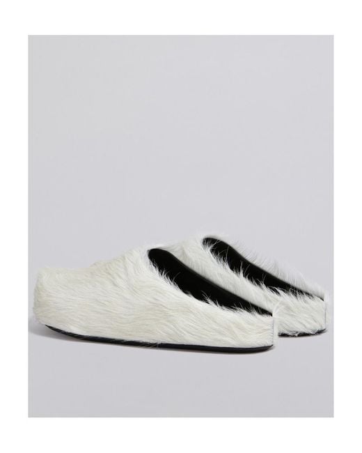 Marni White Round Toe Slip-On Slippers for men