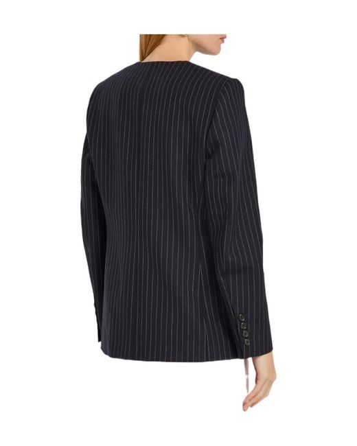 Nili Lotan Blue Gertrude Pinstriped Wool Jacket