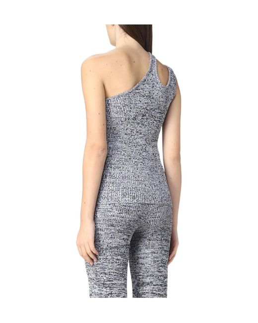 REMAIN Birger Blue Cut-Out One-Shoulder Top