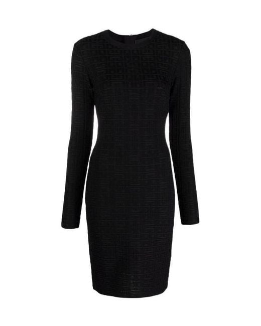 Givenchy Black 4G Jacquard Long-Sleeved Dress