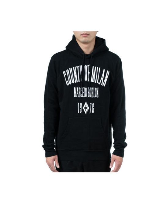 Marcelo Burlon Black Logo Printed Hooded Sweater for men