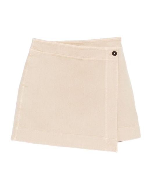 Closed Natural Wrap-Style Button-Fastening Skirt