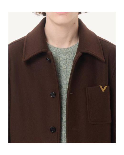 Valentino Brown Vgold Button-Up Jacket for men
