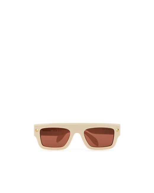McQueen White Eyewear Rectangular-Frame Sunglasses