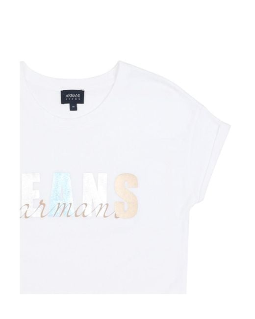 Armani Jeans White Logo Printed Pattern T-Shirt