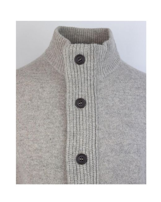 Barbour Gray High-Neck Button-Up Cardigan for men